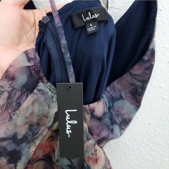 NWT LULUS Cultivate Your Love Black Floral Deep V Organza Skater Mini Dress - Picture 13 of 13